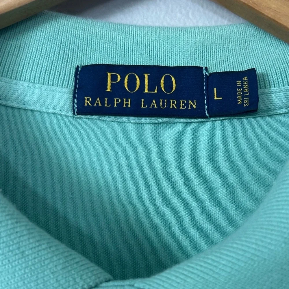 Polo Ralph Lauren Polo Shirt Men Large Seafoam Green Short Sleeve Cotton Classic